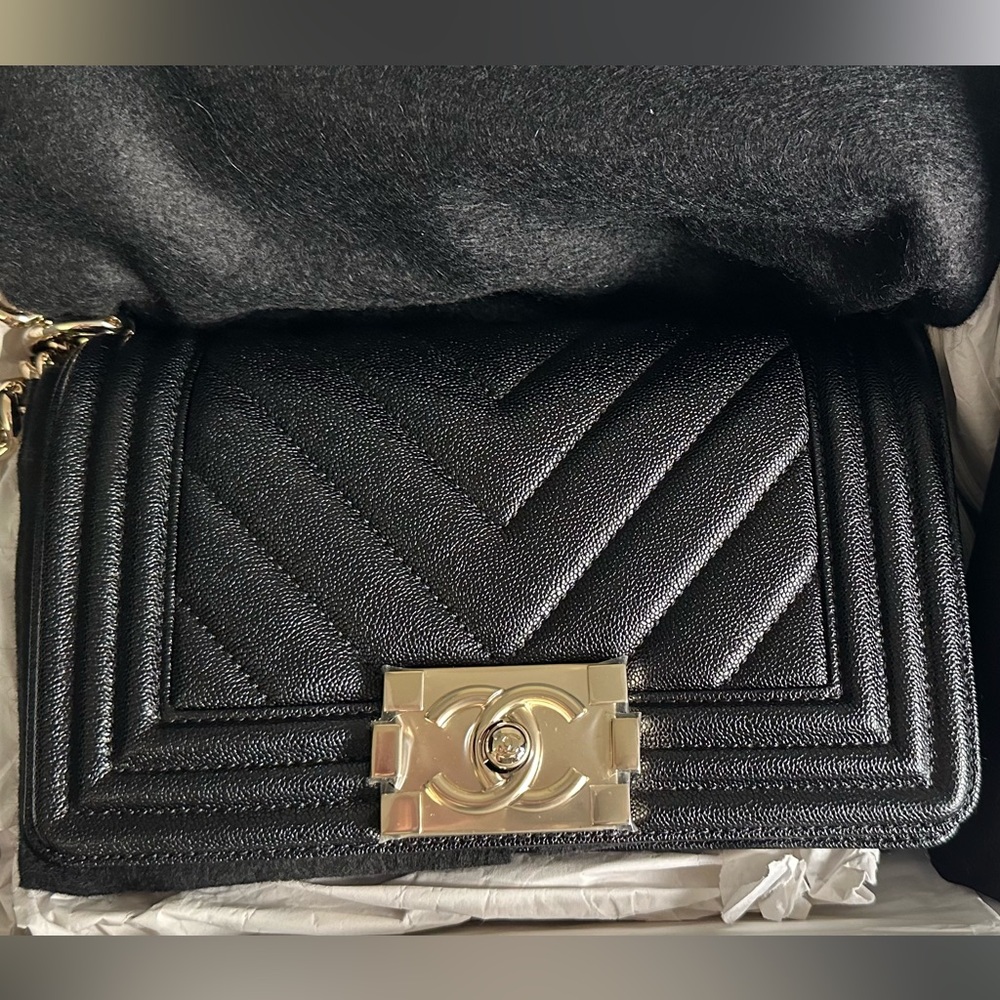 Chanel Boy (Small) Chevron Black Caviar (SOLD)